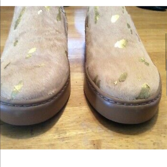 New FREE PEOPLE Tan Fur Gold Slip-on Sneaker 38 - Picture 5 of 10